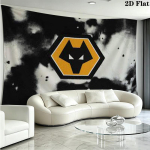 Wolves FC Seinakate Esteetiline Seinale Riputatav Tr&uuml;kitud Kangast Tekk Dekoratiivsed Katted Magamistuppa Elutuppa Kodu Dekooriks 180cm x 230cm