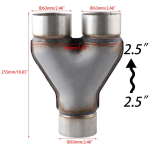 Universaalne auto heitgaasi Y-toru Roostevabast terasest heitgaasi 3-suunaline toruadapter &Uuml;hendustoru Koonus 2 tolli 2,5 tolli 3 tolli 2.5inch gray