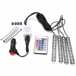 4tk Auto RGB LED-ribavalgusti LED-ribavalgustid v&auml;rvid Auto stiil Dekoratiivsed atmosf&auml;&auml;rivalgustid Auto salongivalgusti puldiga 12V mitmev&auml;rviline