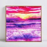 Teemantmaal Scenic Sea Full Round Sunset Rhinestone Picture Tikand 30x30