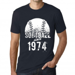Meeste vintage T-s&auml;rk Graafiline T-s&auml;rk Softball aastast 1974 merev&auml;e XS kuristik