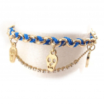 Les Tr&eacute;sors De Lily [J9489] - Bracelet cr&eacute;ateur 'T&ecirc;te de Mort' bleu dor&eacute; sinine