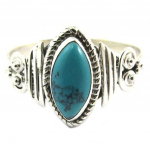Bague Argent 'Heaven' turquoise - 12x5 mm 56 t&uuml;rkiissinine