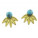 7bis [P8217] - K&auml;sitsi valmistatud  Boho  k&otilde;rvar&otilde;ngad (suled) t&uuml;rkiissinine kuld - 11x10 mm t&uuml;rkiissinine