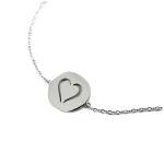 7bis [Q1522] - Bracelet artisanal acier 'Love' argent&eacute; - 12x12 mm h&otilde;be
