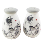Les Tr&eacute;sors De Lily [Q3797] - Paprika ja soola komplekt  Un Amour de Chats  hall valge - 8x4 cm hall