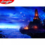 DINGPU isetegemise teemantmaal &uuml;mmargune mustriga kivist komplektid tikandid ristpistes maastik seinakaunistus n&auml;put&ouml;&ouml; 20X30CM