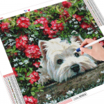 5D Teemantmaal Koer Teemanttikandid Lille Mosaiik Loom Rhinestone Pilt Kodukaunistus Seinakunst Full Round （30x30CM）