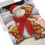 Full Drill Teemantmaaling J&otilde;ulu Lumememm Karu Rhinestone Kit Teemanttikandid Maastiku Mosaiik Talvine Kodukaunistus Full Round (20X30CM)