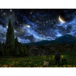 5D teemantmaaling Poolkuu pildid kivikividest Teemanttikandid Ristpistes visandid Mosaiigi m&uuml;&uuml;k K&auml;sitsi valmistatud kingitus Full Round (20X30CM)