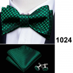 Barry.Wang meeste liblikas kikilipsu komplekt Paisley Plaids siidist iseseisev kikilips Hanky ​​mansetin&ouml;&ouml;pide komplekt LH-1024