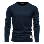 Kasuta Giraffe 100% puuvillast pikkade varrukatega T-s&auml;rk meestele Solid Spring Casual Meeste T-s&auml;rgid Kvaliteetsed Meeste Topid Klassikalised Riided Meeste T-s&auml;rgid 2XL tumesinine