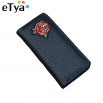 Moodne PU-nahast rahakott Naiste Vintage pikk rahakott Lill Naine Suure mahutavusega t&otilde;mblukuga rahakotid Rahakaardihoidja rahakott must