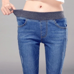 K&otilde;rge v&ouml;&ouml;kohaga teksad elastne v&ouml;&ouml;koht pluss suuruses veniv naiste teksap&uuml;ksid jalad pikad pliiatsp&uuml;ksid 33 helesinine v&auml;rv