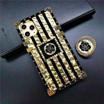 Luksuslik pinnakattega s&auml;delev lille&uuml;mbris Samsung Galaxy S22 S21 S20 A13 A33 A53 kuldse ruudu sulamist r&otilde;ngasaluse kate iPhone'i Huawei Xiaomi OPPO VIVO jaoks Huawei P30 Lite/Nova 4E