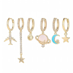 ANENJERY Tsirkoon Star Moon Planet Airplane K&otilde;rvar&otilde;ngad Naistele Unistav armas 6-osaline k&otilde;rvar&otilde;ngakomplekt T&uuml;drukute ehted