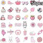 50 pakendis armsad roosad veepudeli kleebised Kawaii esteetilised VSCO kleebised veekindlad vin&uuml;&uuml;lkleebised, kingitus 50pcs