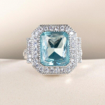 Bella Box uhked naiste abielus&otilde;rmused suure taevasinisega kuupmeetrist tsirkooniumoksiidist Noble Lady aksessuaarid peokingituseks vanaaegsed ehted 6 sinine