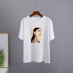 Hirsionsan Chic puuvillase tr&uuml;kiga T-s&auml;rgid Naiste suvised lahtised vabaaja T-s&auml;rgid Suurem&otilde;&otilde;tmelised esteetilised graafilised riided Suures suuruses naiste topid M valge