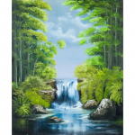 DIY Waterfall 5D Teemantmaal, T&auml;isringi puurimismaastik Teemanttikandid Ristpistes Mosaiikkomplektid Seinakunst Kodukaunistus Full Round 20x30CM