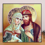 Usk DIY 5D Teemantmaal Religioosne Paar Teemanttikandid T&auml;iskihiline Anime Ristpistekomplektid Kodukaunistus K&auml;sitsi valmistatud kingitus Round 25x25cm