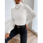 Naiste mood s&uuml;gis-talvine tavaline kampsun, kootud kilpkaelusega vabaaja &otilde;hukesed soonikuga džemprid, naiste pulloverid L