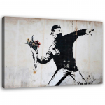 L&otilde;uendiprint Banksy Throwing Flowers t&auml;navakunst 60x40 hall v&auml;rv