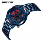 SANDA uus meeste k&auml;ekell Moodne meeste trendi &otilde;&otilde;nesklambriga k&auml;ekell Veekindel veekindel meeste auto p&ouml;&ouml;rleva kvartskella kontseptsioon sinine