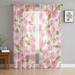 Kevadpruuni taustaga virsiku&otilde;ie t&uuml;llkardinad elutuppa Kodukaunistuse aknakardin K&ouml;&ouml;k l&auml;bipaistev voile kardin 1 PCS W100XH250cm