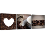 Kolmest pildist koosnev komplekt l&otilde;uendiprindiga Coffee Bean Heart 90x30 pruun