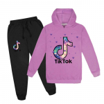 Vabaaja unisex laste spordi&uuml;likond lastele pikkade varrukatega Tik Tok tr&uuml;kitud kapuuts + p&uuml;kste komplekt Moodne kapuutsiga sviiter + p&uuml;ksid 150cm