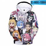 Jaapan Anime Re:zero Twin Maid Ram Rem 3D Prindiga Naiste/Meeste Pusad Pusad Pikkade varrukatega vabaaja Harajuku Hip Hop Pullover Topid S