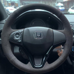 Kohandatud auto rooliratta kate, seemisnahk, 100% sobib Honda Fit 2014 2015 Vezel 2014 XRV auto salongi lisatarvikute jaoks Gray Thread