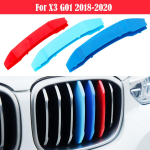 3pcs Car Racing Front Grille Trim Strips For BMW X3 G01 2018  M Power Performance Grill Car X3 G01 18-20 blue