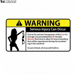 Tri Mishki W1190 rinnahoidja hoiatus, et v&otilde;ib tekkida t&otilde;sine vigastus Naljakas autokleebis PVC-kleebis Mootorratta kleebis autoveoki p&otilde;rutusel 14cm -S