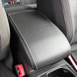 Black-white line Car Accessories Microfiber Leather Interior Center Console Armrest Box Cover Trim For VW Golf 8