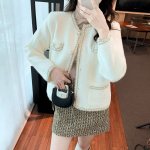 Uus plahvatuslik moodne valge naiste kampsun s&uuml;gis-talvine kardigan naaritsa ka&scaron;miir kootud mantel naiste L valge