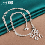 925 Sterling Silver Snake Chain Star Ripats Kaelakee Moe ehted 45cm