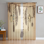 Suleh&otilde;imude kultuuriliinid Retro t&uuml;ll L&auml;bipaistvad aknakardinad elutuppa magamistuppa Moodsad Voile Organza kardinad kardinad W135 x H115cm x1