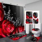 4 tk Red Rose du&scaron;ikardinate komplektid vannitoa jaoks libisemiskindlad vannitoavaibad kaas WC kate vannimatt 4Pcs
