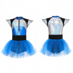 Laste t&uuml;drukute tulnuka cosplay kost&uuml;&uuml;m Cheerleading kleit l&auml;ikiv Spangles Tutu kleit Halloweeni kleit esinemiskost&uuml;&uuml;m 5-6 Years sinine