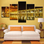 Moodne l&otilde;uendimaal Tr&uuml;kitud seinakunst Modulaarsed pildid Elutoa sisekujundus 5 t&uuml;kki Kaunis kuldne tempel kesk&ouml;&ouml;l plakat ilma raamita 20x35cm*2 20x45cm*2 20x55cm*1