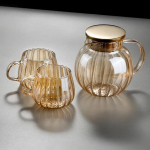 Kuumuskindel klaasist teekann Infuser Kr&uuml;santeem teekeetja Kung Fu teeriiete komplekt Puer Oolong Pot Pumpkin teekann 1.3L+2 cup