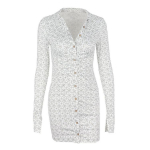 Moeprinteriga s&auml;rgid kleit &uuml;he rinnaga klubir&otilde;ivas naistele s&uuml;gistalv pikkade varrukatega &scaron;ikk mini v&ouml;&ouml;ga kleidid riided siset&uuml;kid S valge