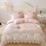 Prantsuse 140-niidiline pikkade kiududega puuvillane neljaosaline komplekt puhtast puuvillast tikitud voodilina tekikate voodipesu kodutekstiil printsessistiilis 1.8m bed sheet 4pcs white