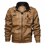 Meeste vabaaja nahktagi, talvine s&uuml;gisene s&otilde;jaline mootorratturi pilootpommitaja PU-nahkjakid XL khaki