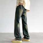 90% puuvill Meeste Mood Suured 5XL Ameerika Y2K Vintage Retro Harajuku Denim Laia s&auml;&auml;rega laienevad p&uuml;ksid Kotid Teksad Meestele T&auml;navar&otilde;ivad Naised L sinine