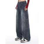Naised Vintage Blue Cargo Teksad 2000ndate Y2k K&otilde;rge v&ouml;&ouml;kohaga Denimp&uuml;ksid Harajuku 90ndate Retro laia s&auml;&auml;rega p&uuml;ksid Riided S