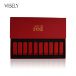 VIBELY punased huuled, mesi, punane matt udupind, kauap&uuml;siv veekindel huulepulk, k&uuml;mnev&auml;rviline kinkekarbi komplekt 10pcs