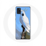 Samsung Galaxy A21S &uuml;mbris Cockatoo Papagoid valged linnud